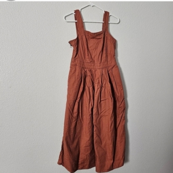 Square-Neck Midi Dress in Rust Sz 4 - Picture 2 of 10